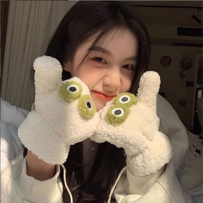 Korean Style Cute Green Cartoo - Wool Glove Lined review and price